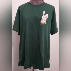 Carbon Beyond Reality "Pop Art Bunny" Graphic Print Green T-Shirt Large